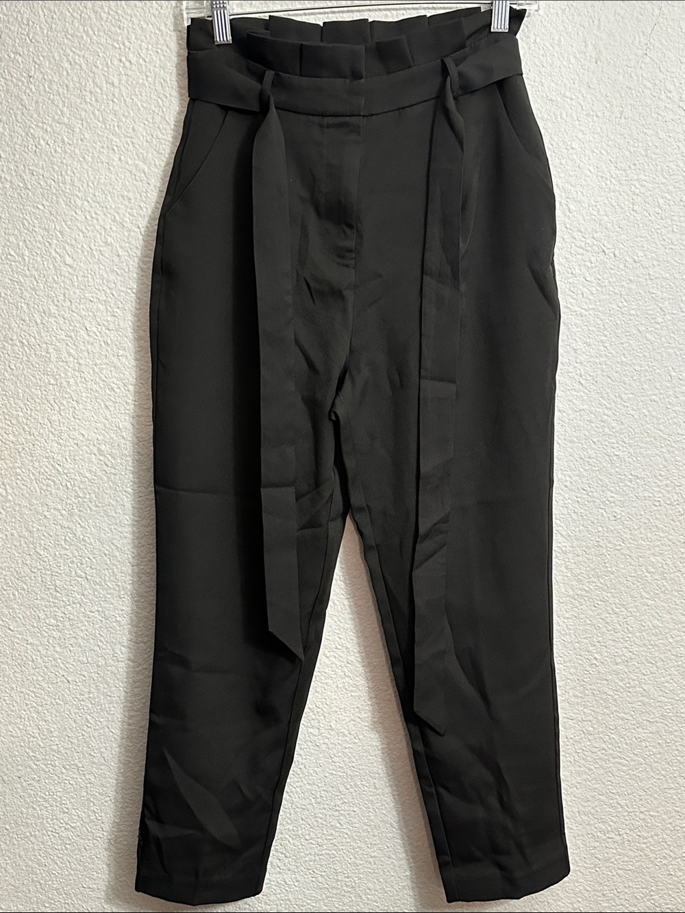Lulus Black Pants High Waist Belted Small Trousers Office‎ Career FLAWED